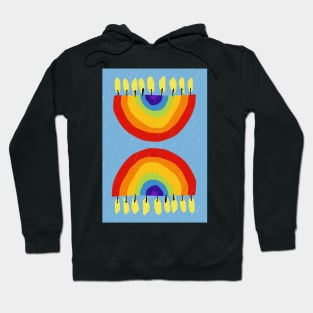 Rainbow Chanukiah Light Blue Print Hoodie